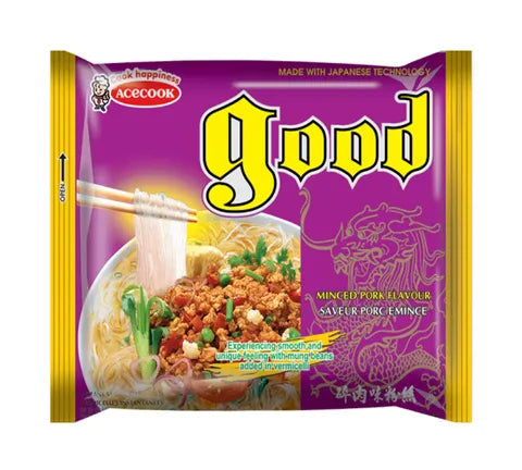 Accook gut Instant Mung Bean Vermicelli - gehacktes Schweinefleischgeschmack - Multi -Pack (12 x 57 gr)