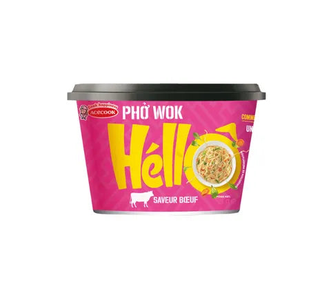Acecook hallo pho wok roer gebakken noedels rundvleessmaak (76 gr)
