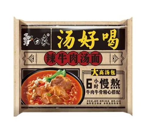 Baixiang 매운 쇠고기 수프 맛 인스턴트 국수 (90 gr)