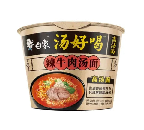Baixiang 매운 쇠고기 수프 맛 인스턴트 국수 그릇 (107 gr)