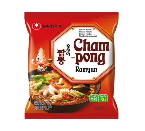 Nongshim Champong Ramyun Ramen - Pittige Zeevruchten Instant Noedels (124 gr) 