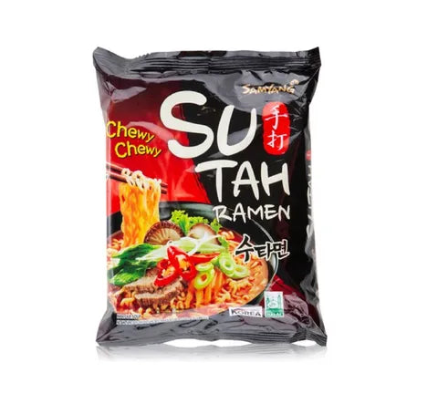 Samyang Chewy Su-Tah Ramen Hot & Spicy Beef Flavour Instant Noodles (120 gr)