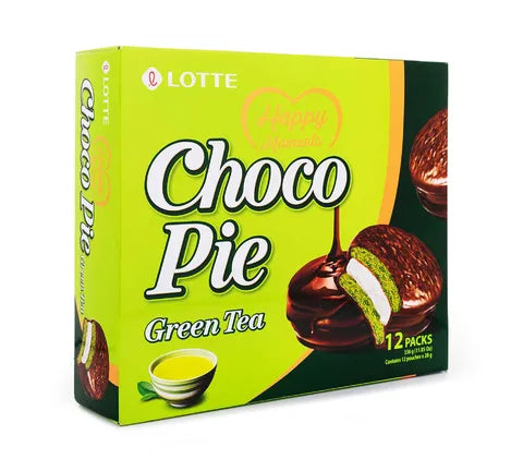 Lotte Choco Pie Green Tea (12 Packs) (336 gr)