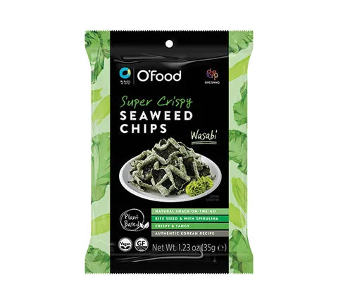 Chung Jung One Super Crispy Seaweed Chips Wasabi Flavour (Plant Based) (35 gr)