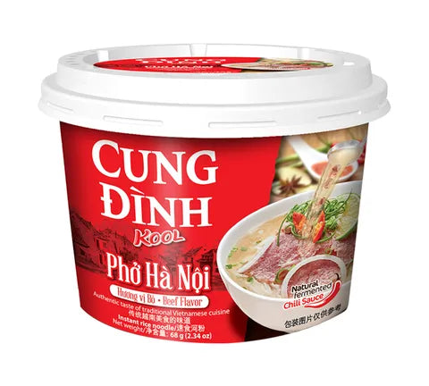 Cung Dinh Kool Instant Flavour de bœuf de nouilles de riz Pho ha noi. THT 2024-02-28 (68 GR)