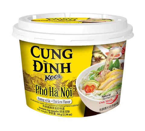 Cung dinhkool Instant Rice Noodle Chicken Flavour Pho Ha Noi Tht 2024-02-28-Multi Pack (12 x 68 GR)