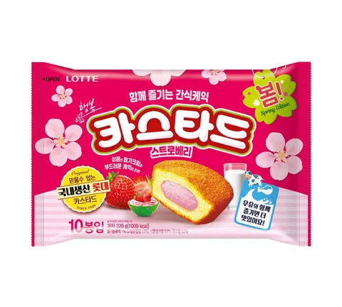 Lotte Custard Strawberry Cream Cake (10 Packs) (220 gr)