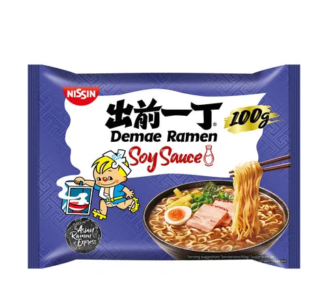 Nissin Demae Ramen Instant Noodles Soy Sauce Flavour (100 gr)