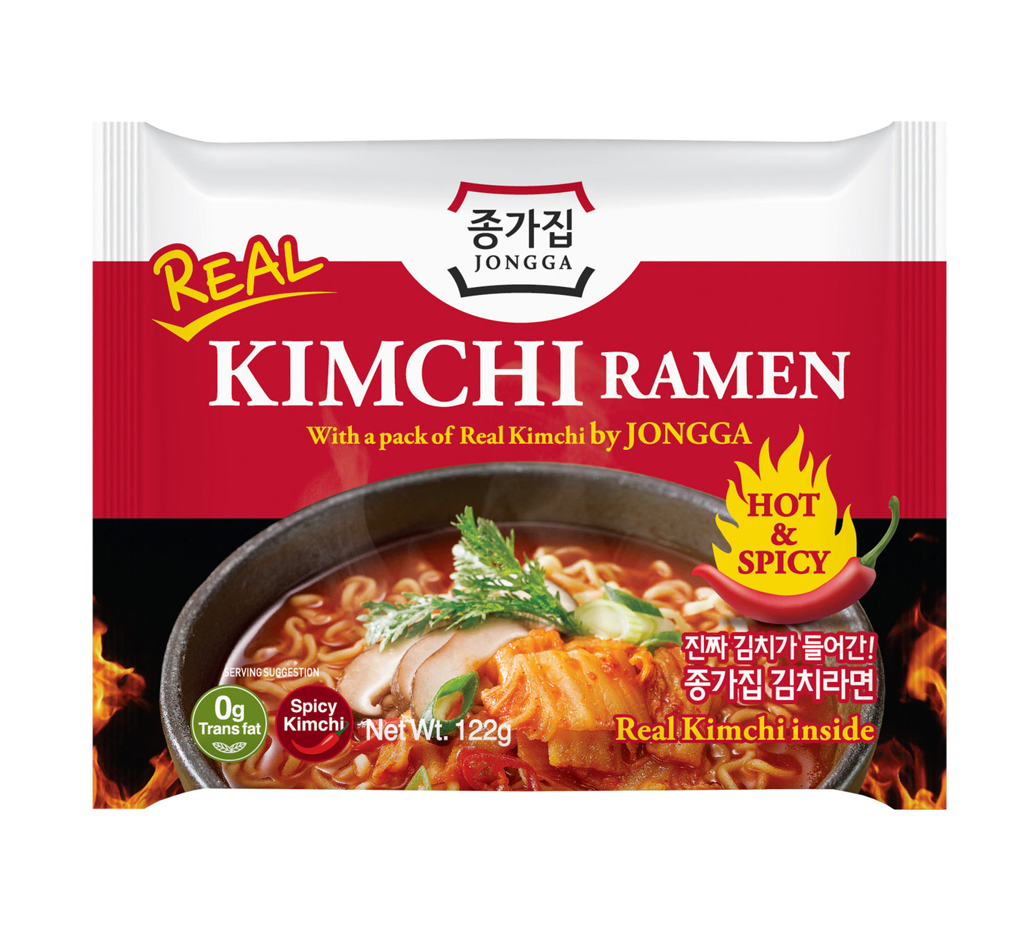 Jongga Kimchi Ramen with a pack of Real Kimchi (122 gr)
