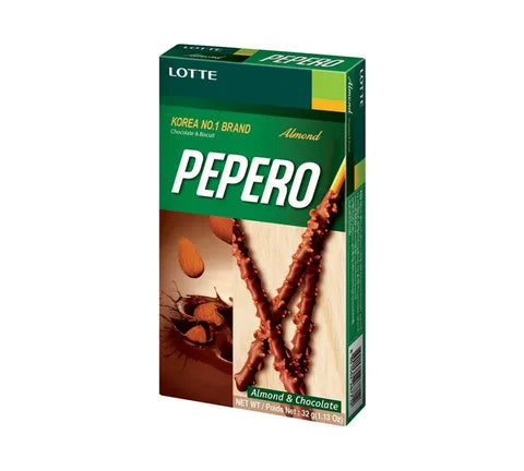 Lotte Pepero Amandel Chocolate & Biscuit Cookie Sticks (32 GR)