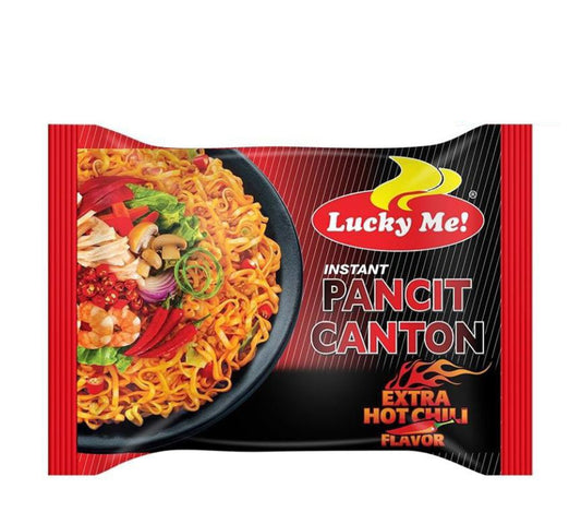 Lucky Me Pancit Canton - Chow Mein Noodles - Hot Chili Flavour (60 gr)