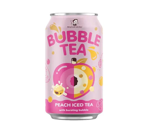 Mevrouw Hong Bubble Tea Peach Iced Tea met barstende bubbels (320 gr)