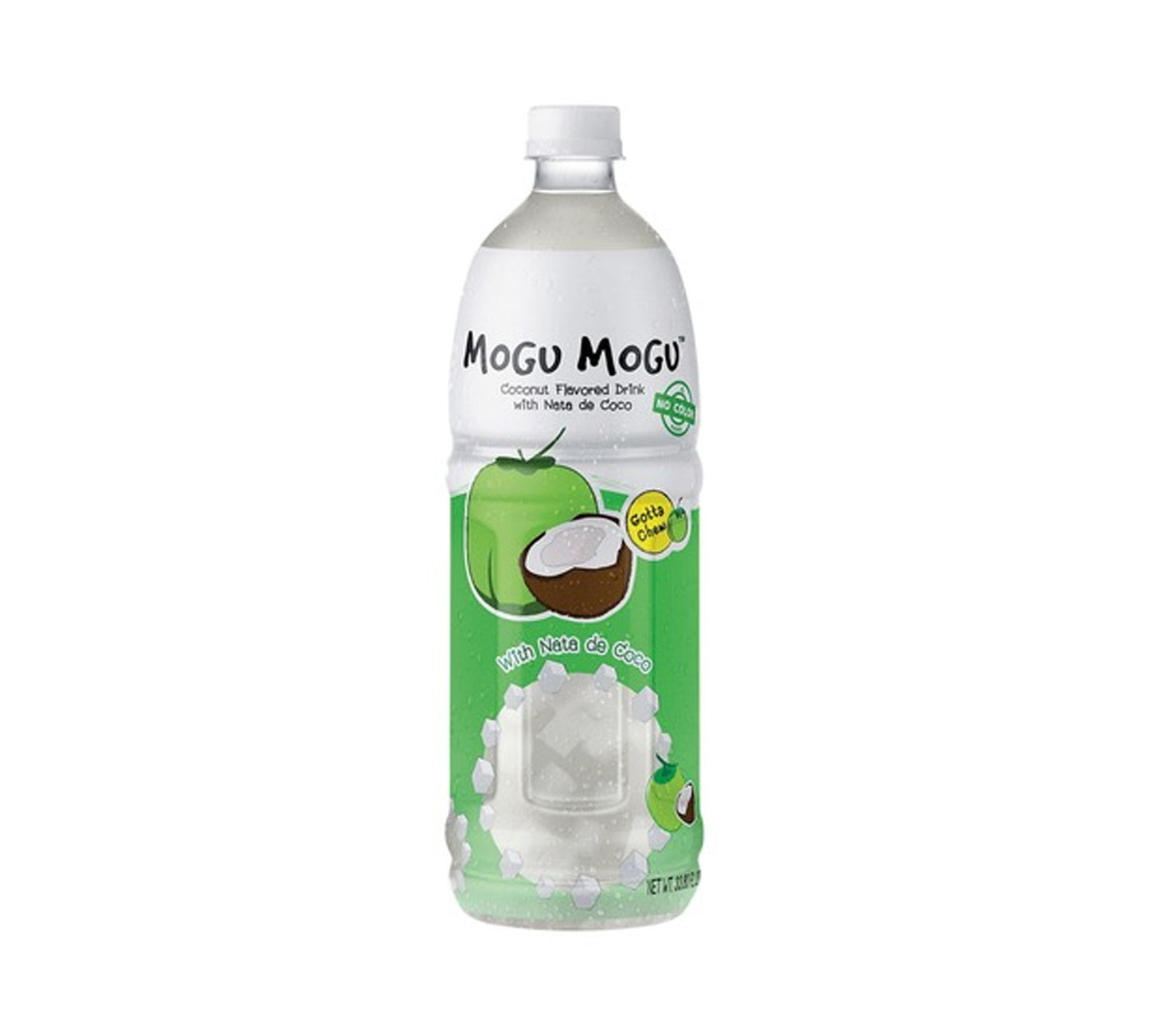 Mogu Mogu Getränk mit Kokosgeschmack und Nata de Coco Große Flasche (1000 ml)