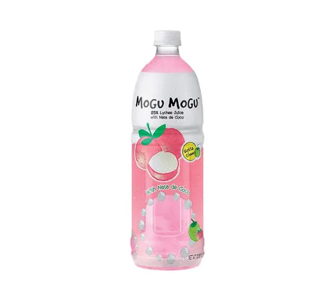 Mogu Mogu lychee gearomatiseerd drankje met nata de coco grote fles - multi pack (6 x 1000 ml)