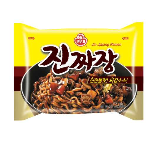 Ottogi Jin Ramen Jjajang Smoked Black Bean Flavor. THT 20-11-2023 - Multi Pack (4 x 135 gr)