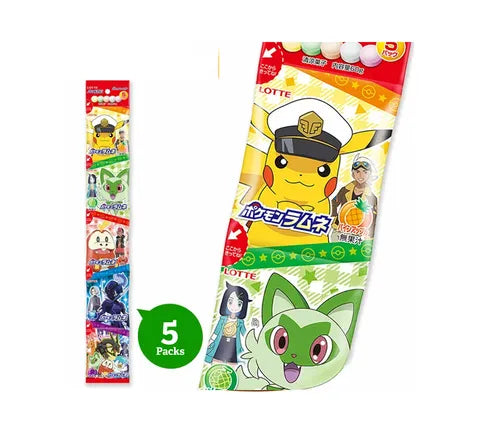 Lotte Pokemon Ramune Candy - 5 Mini Packs (60 gr)