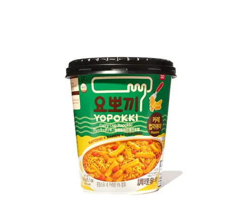 Junge Poong Yopokki - Rapokki - Reiskuchen- und Ramen -Cup -Curry -Geschmack (145 g)